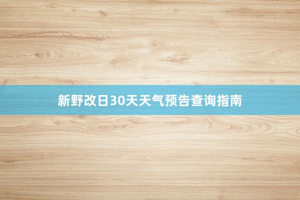 新野改日30天天气预告查询指南